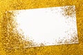 Golden glittering background and mock-up white paper Royalty Free Stock Photo