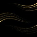 Golden glittering dust tails. Shimmering gold waves with sparkles vector set, glitter sparkle golden tail illustration