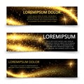 Golden glittering magic sparkle stardust banners template