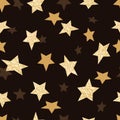 Golden glittering stars seamless pattern. Vector sparkling night sky celebration background Royalty Free Stock Photo