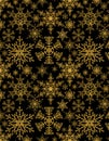 Golden glittery snowflakes over elegant black background. luxury design
