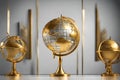Golden globe of africa and europe on frame