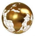 Golden globe Africa side isolated on white