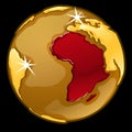 Golden globe with marked of Africa countries