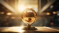 Golden Globe Placed on a Table with Luxury Background