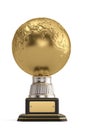 Golden globe trophy isolated on white background. 3D illustration