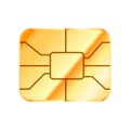 Golden glossy card chip on white Royalty Free Stock Photo