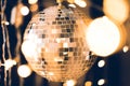 golden glossy disco ball with christmas Royalty Free Stock Photo