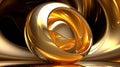 Golden glossy liquid ring abstract background. Generative AI