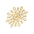 Golden glossy ornamental snowflake three dimensional realistic vector illustration