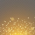 Golden glow effect, glare, explosion, sparkle, sun glare, sparks and stars Royalty Free Stock Photo