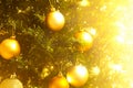 Golden Glow Shining Christmas Tree with Sparkling Glitter Royalty Free Stock Photo