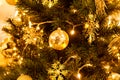 Golden Glow Shining Christmas Tree with Sparkling Glitter Royalty Free Stock Photo