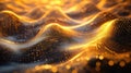 Golden glowing abstract digital data wave background Royalty Free Stock Photo