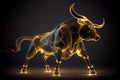 Golden glowing bull pop art