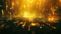 Golden glowing data stream connecting digital network concept Royalty Free Stock Photo