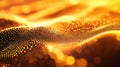 Golden glowing digital particles forming data wave abstract Royalty Free Stock Photo