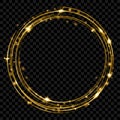 Golden glowing fire ring with glitters Royalty Free Stock Photo