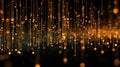Golden glowing lights falling, abstract data stream background Royalty Free Stock Photo