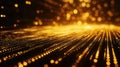 Golden digital data stream flowing particles abstract background Royalty Free Stock Photo