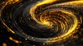 Golden glowing particles forming a swirling vortex Royalty Free Stock Photo