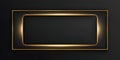 Golden Glowing Rectangular Frame on Dark Textured Background Royalty Free Stock Photo