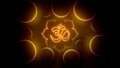 Golden Glowing Shine Hinduism Omkara Devanagari With Padma Shape Lines Neon Light Inside Cinematic Circles Frame Backlighting