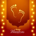 golden goddess feet on bright background for dhanteras celebration vector