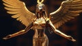 Golden Goddess Isis with outstretched wings, illustration