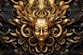 golden goddess mask on a black background