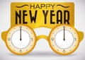 Golden Goggles like Clocks for New Year Countdown, Vector Royalty Free Stock Photo