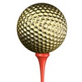 Golden golf ball Royalty Free Stock Photo