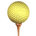 Golden golf ball Royalty Free Stock Photo