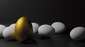 Golden Goose Eggs on paper black background with copy space 3d render Royalty Free Stock Photo