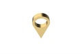 Golden GPS location pointer pinon white background