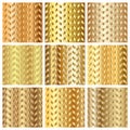 Golden gradient chevron pattern backgrounds set Royalty Free Stock Photo