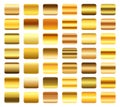 Golden gradients set. Shiny polished metal collection Royalty Free Stock Photo