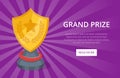 Golden grand prize on purple background