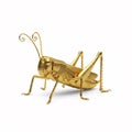 A golden grasshopper statuette, isolated on a white Royalty Free Stock Photo