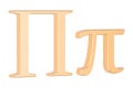 Golden Greek letter pi, 3D rendering