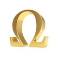 Golden Greek Omega Letter Symbol. 3d Rendering Royalty Free Stock Photo