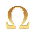 Golden Greek Omega Letter Symbol. 3d Rendering