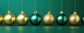 golden and green christmas ball decoration AI generated Royalty Free Stock Photo