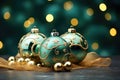 golden and green christmas ball decoration Royalty Free Stock Photo