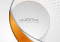 Golden grey abstract corporate background with circle and waves