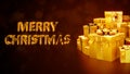 golden group of presents with text and empty place - object 3D rendering