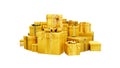 gold present boxes for new year or black friday give-away, isolated - object 3D rendering