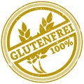 Golden grunge gluten free stamp with German word GLUTENFREI