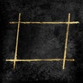 Golden grunge lines frame background. Gold shiny glittering stripes on black watercolor texture Royalty Free Stock Photo