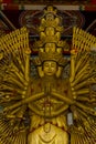 Golden Guanyin Golden Statue has a hand with 1000 hands Royalty Free Stock Photo